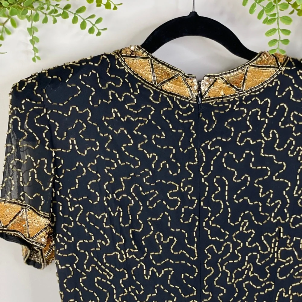 Saks Fifth Ave vintage beaded dress - 8 - Picture 5 of 14